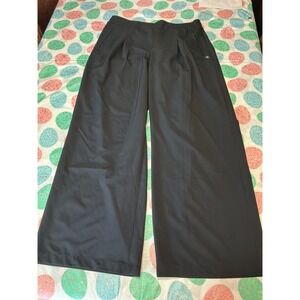 Apana Womens Black Wide Leg Pleated Active Pants XL Elastic Waist Pockets